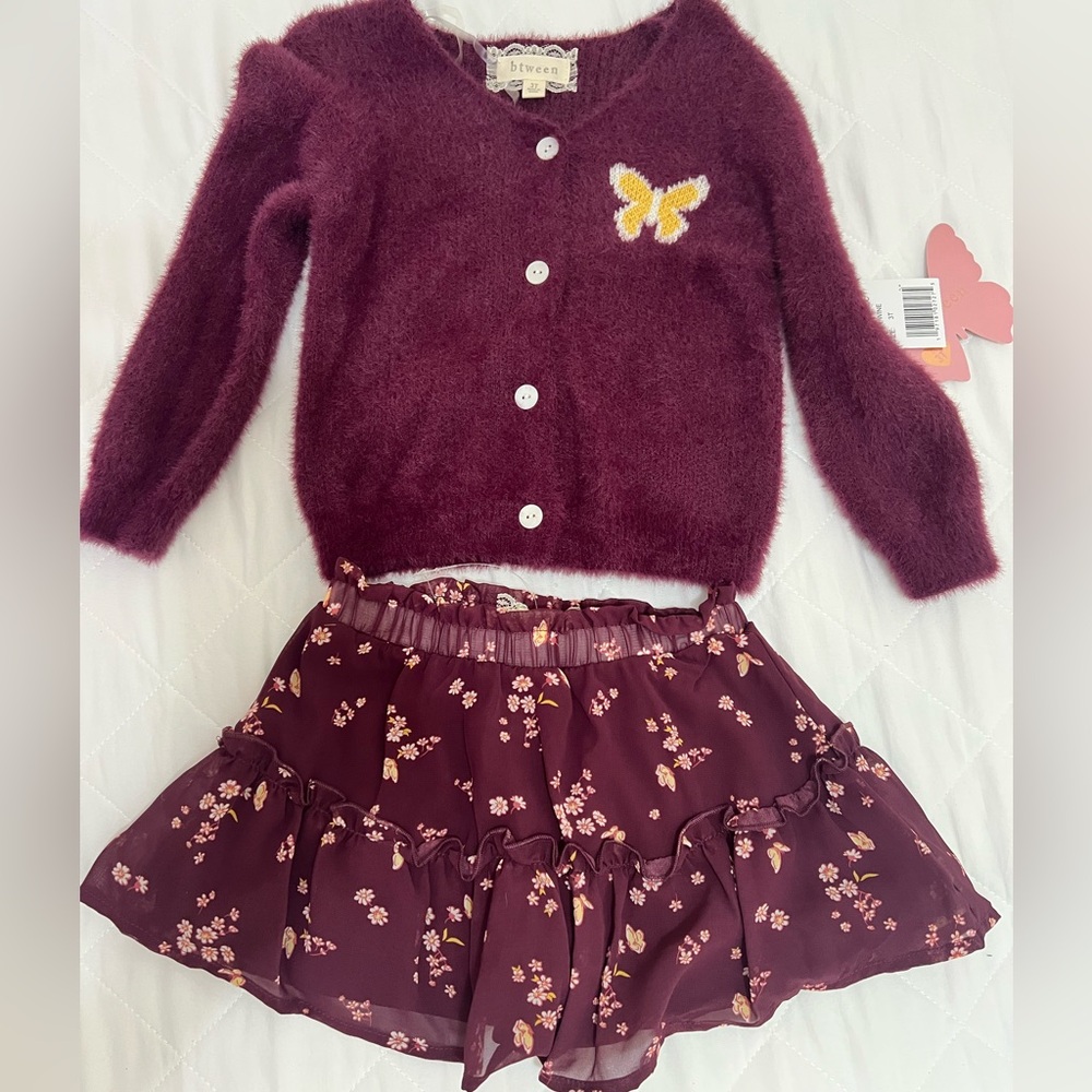 Floral Maroon Kids Skirt
